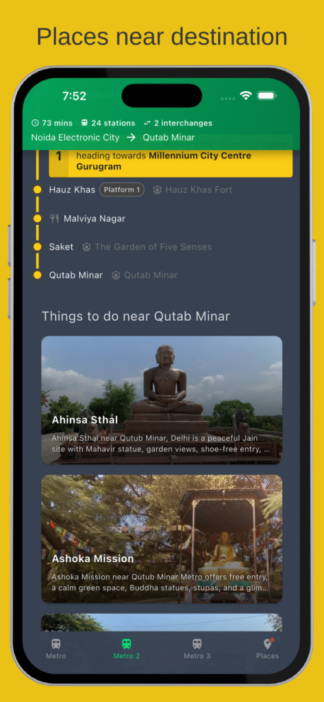 Nearby places near destination